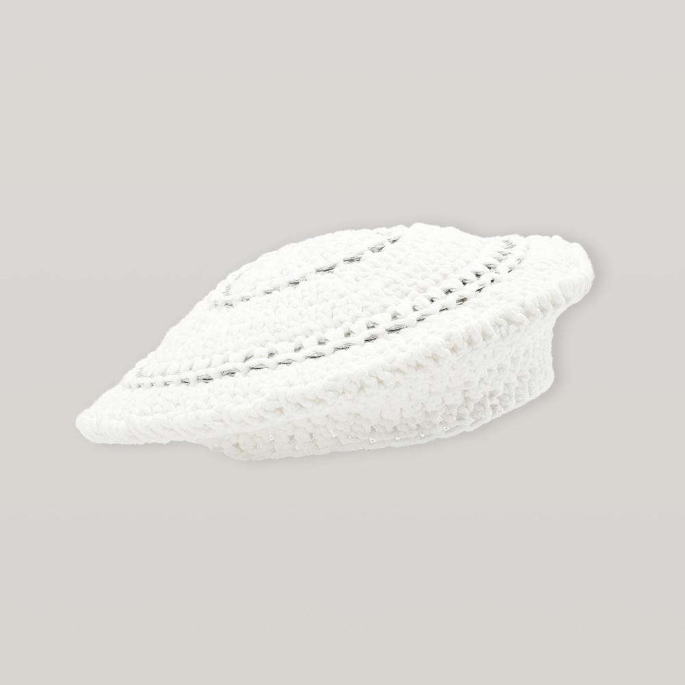 Cotton Knit Beret - Egret
